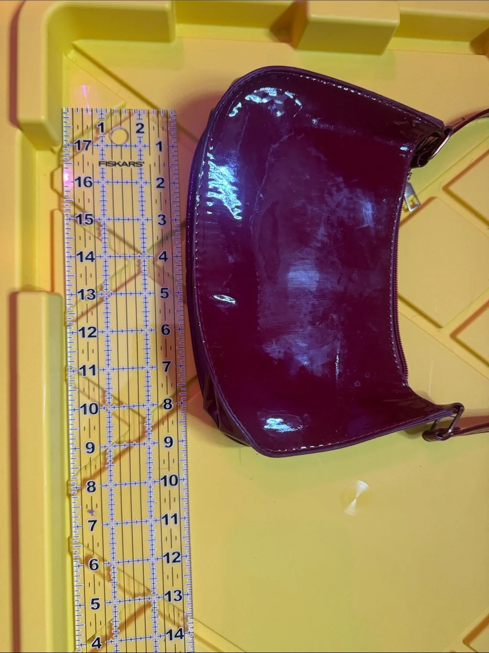 Patent Leather Shoulder Bag in Deep Burgundy